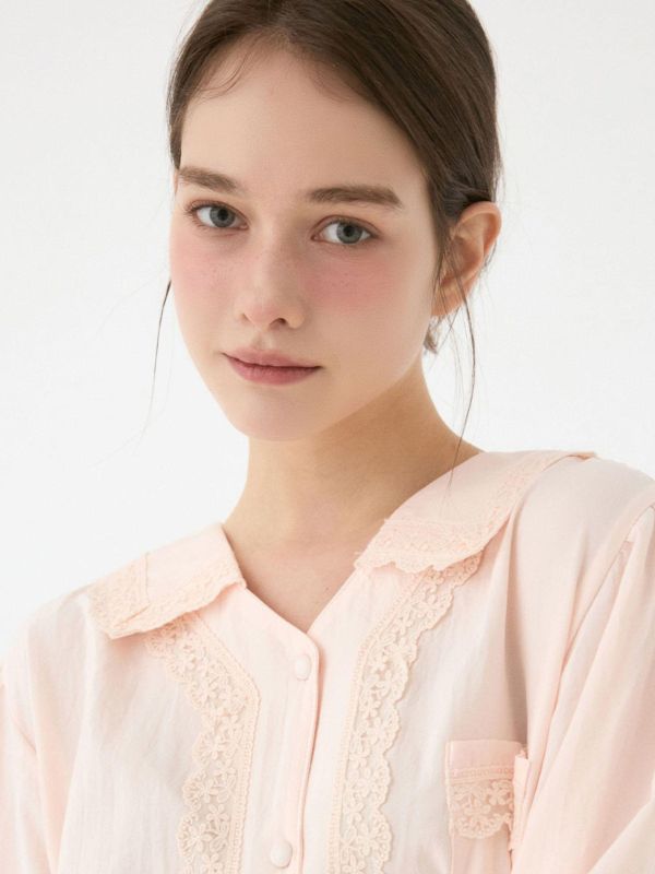 LUNALUZ 柔霧沙洗 睡衣套裝｜柔光香檳粉　26S 