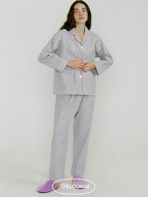 JO’S LOUNGE 韓國 阿姆斯特丹灰白條紋睡衣套裝 