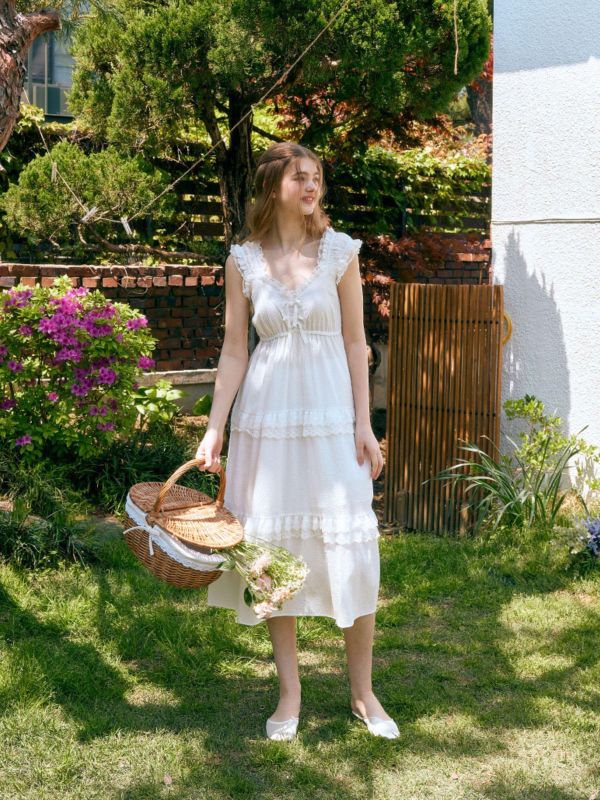 LUNALUZ 奢華蕾絲睡衣洋裝 