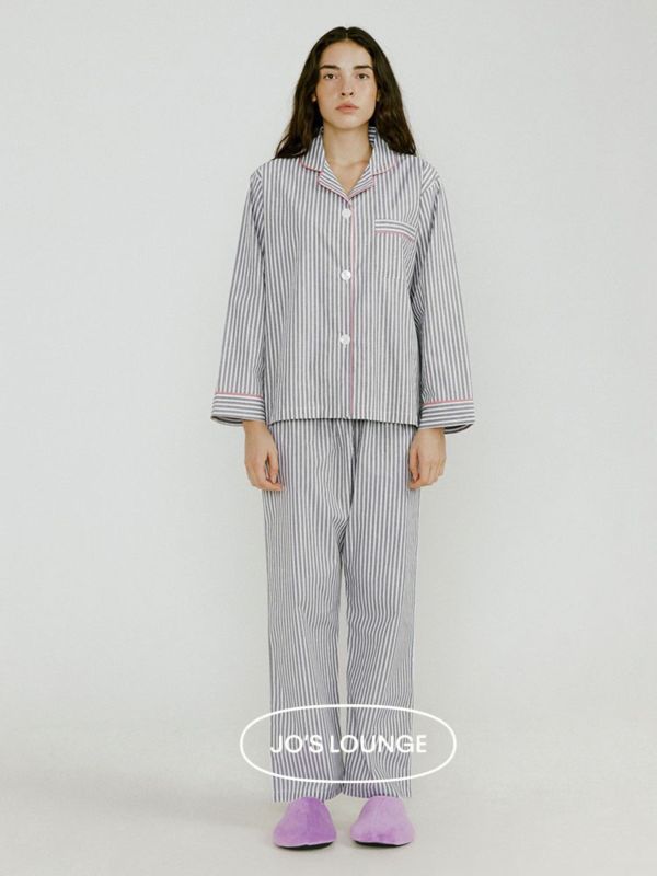 JO’S LOUNGE 韓國 阿姆斯特丹灰白條紋睡衣套裝 
