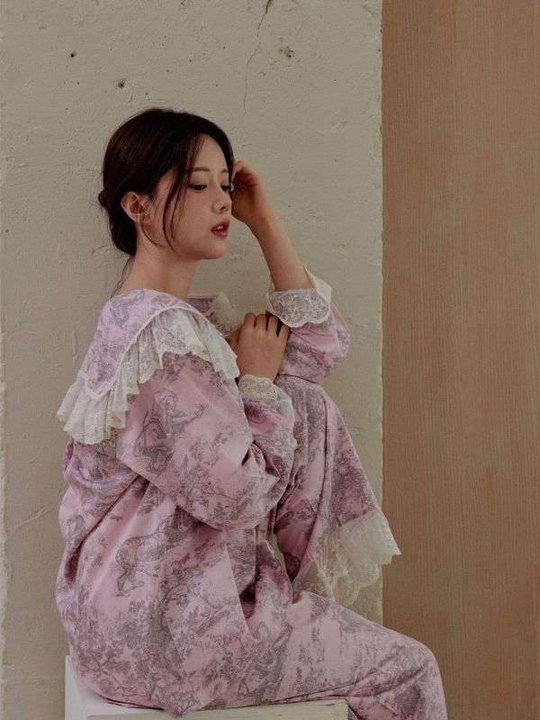 LUNALUZ  奢華朱伊紋莫代爾棉 睡衣套裝 