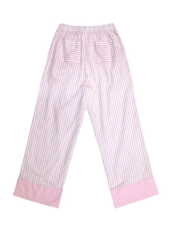 MMOM Flat Peach 條紋長褲｜60支棉 