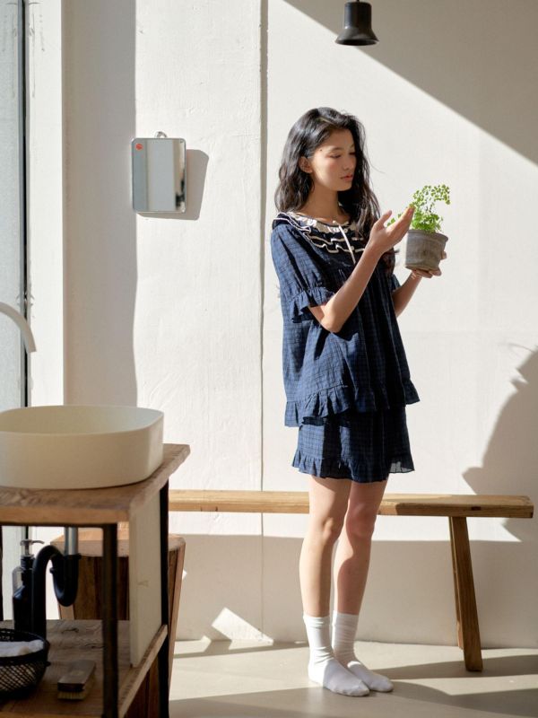 ULLALA 晨光角落 睡衣套裝｜安靜藍調 