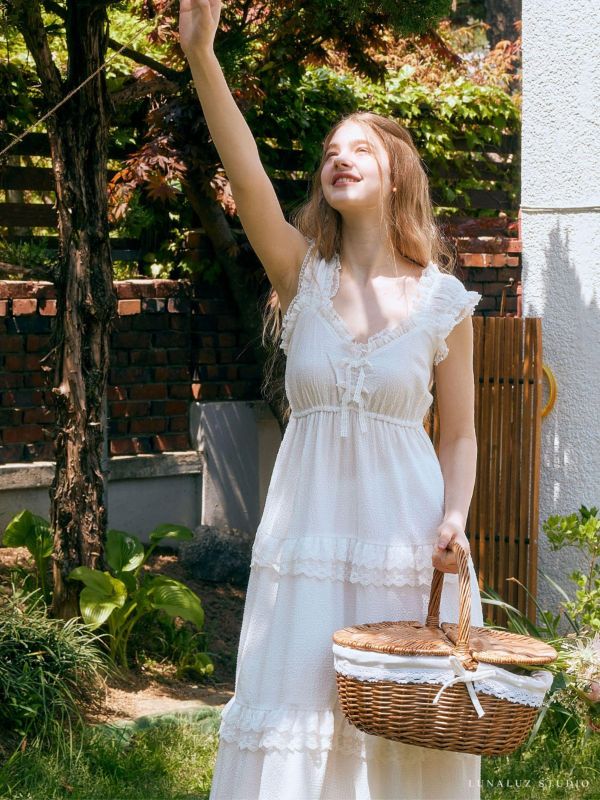 LUNALUZ 奢華蕾絲睡衣洋裝 