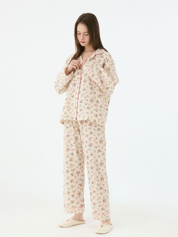 LUNALUZ 花園詩意 經典款睡衣套裝｜Cream 26S 