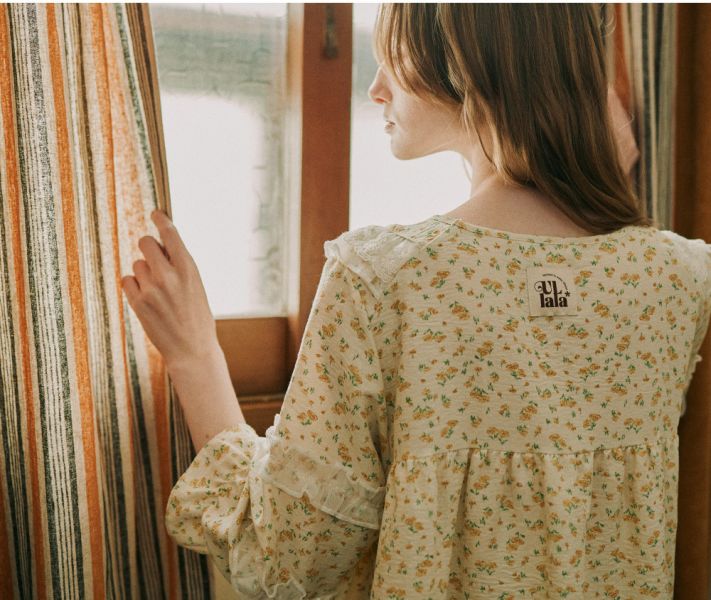 ULLALA 七分袖花漾檸檬睡衣套裝 