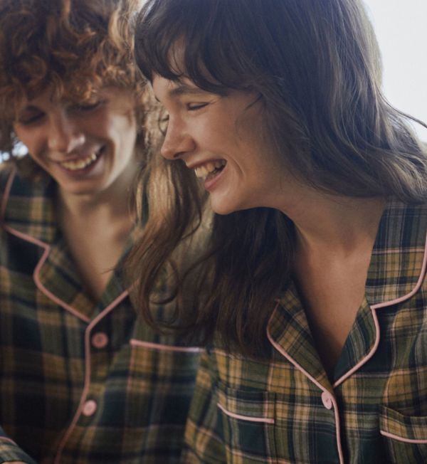 ULLALA 霧粉綠格紋睡衣套裝 