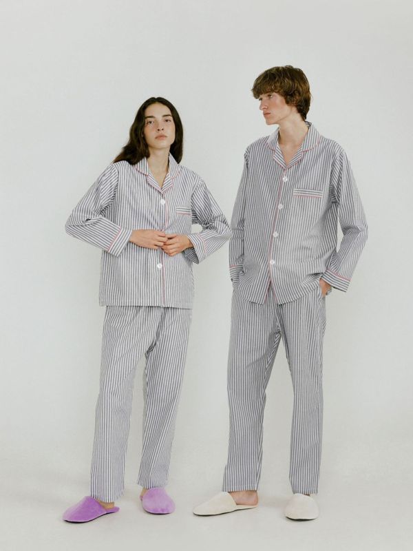 JO’S LOUNGE 韓國 阿姆斯特丹灰白條紋睡衣套裝 