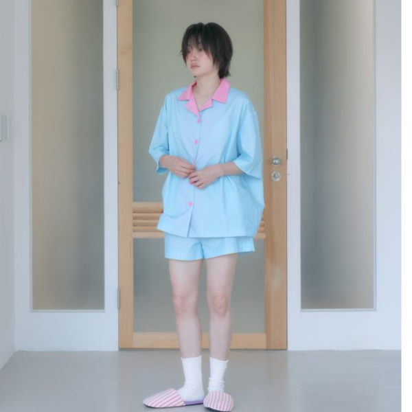 MMOM 圓點睡衣 藍色 