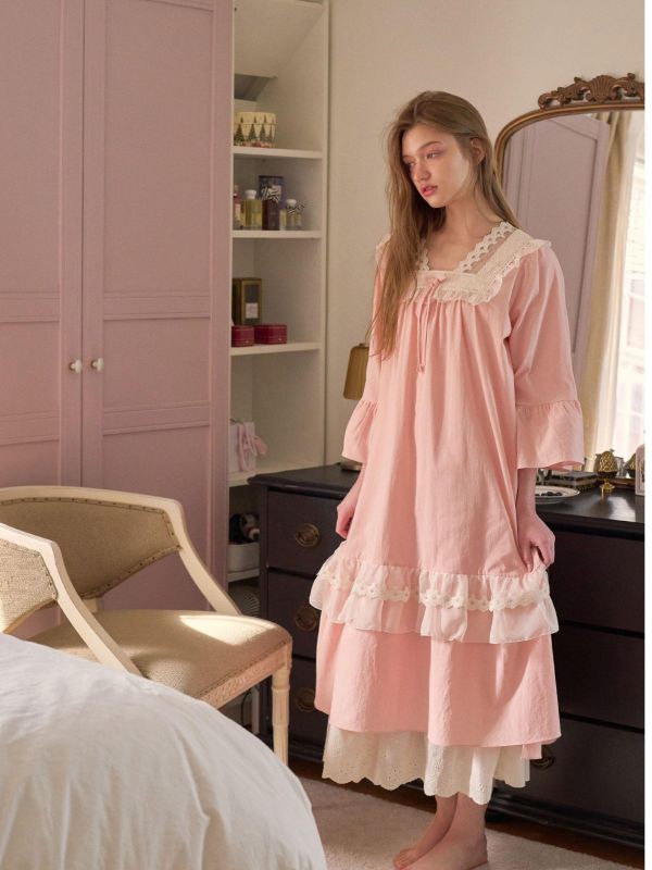 ULLALA  春款 粉霧房間  睡衣洋裝｜蜜桃粉 26S 