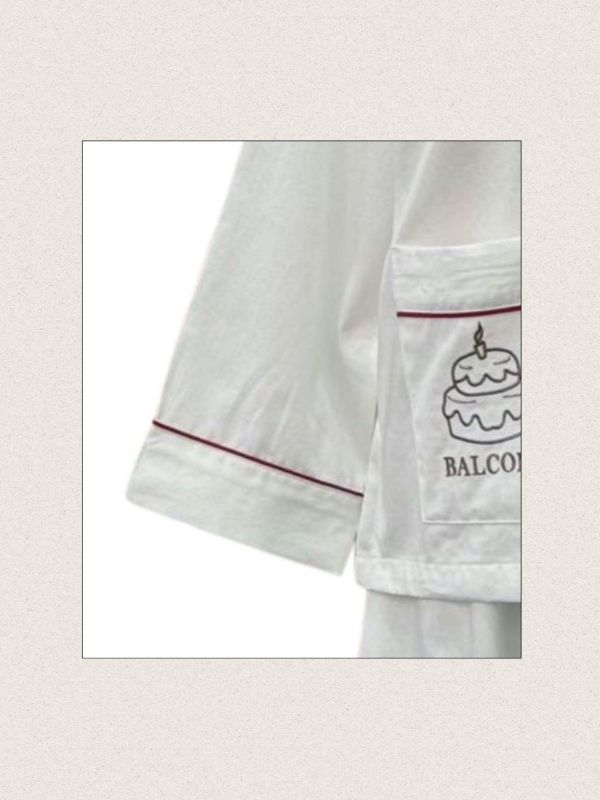 BALCONY 翻領刺繡睡衣套裝 