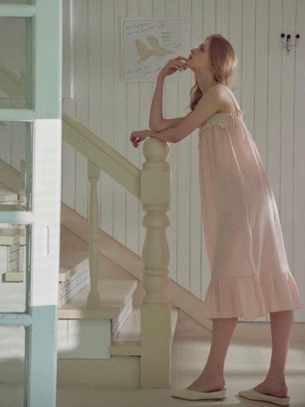 BALCONY 奢華蕾絲睡裙 80支純棉 