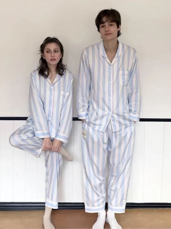 VIVIHOME 韓國莫代爾自由粉藍睡衣套裝｜午夜巴黎系列 