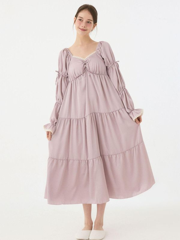 LUNALUZ 柔夜之詩 睡衣洋裝｜內襯Bra設計｜霧紫色調　25S 