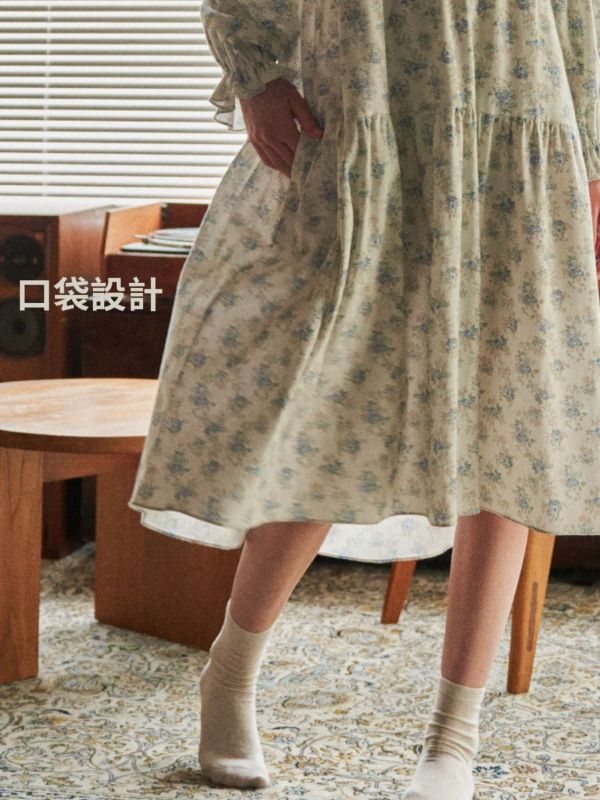 ULLALA 米杏刷絨純棉睡衣洋裝｜口袋設計 