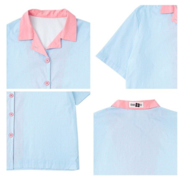 MMOM 圓點睡衣 藍色 