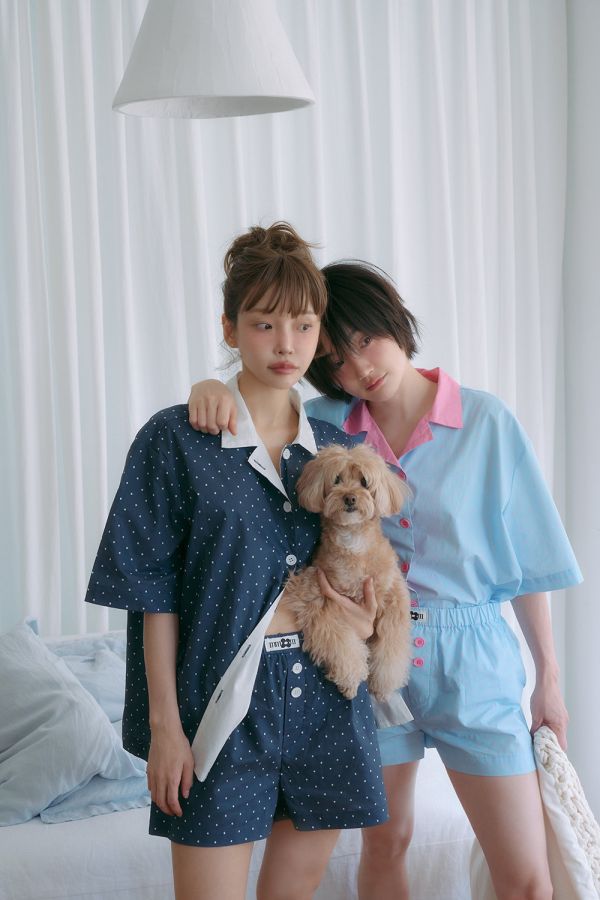 MMOM 圓點睡衣 - 海軍藍 