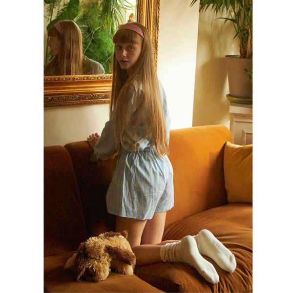 MMOM  條紋睡衣短褲｜Sky Green 