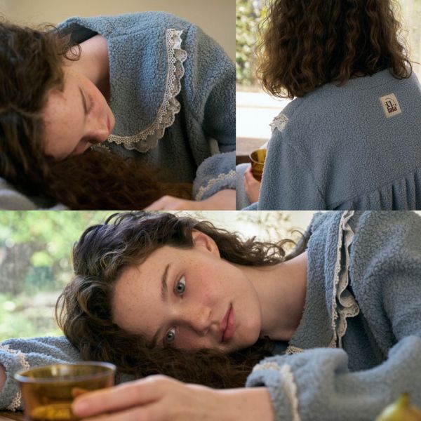 ULLALA 柔霧靜藍珊瑚絨睡衣套裝 