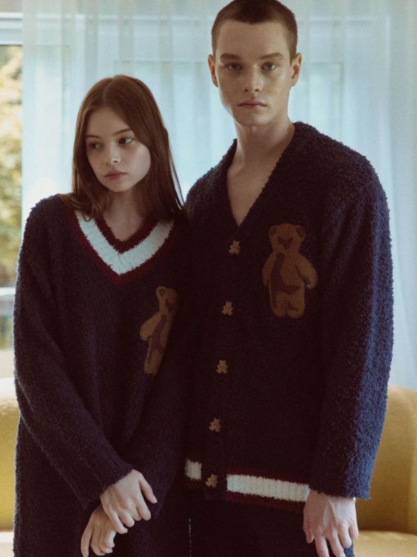 BALCONY 泰迪熊刺繡毛絨男款家居服 