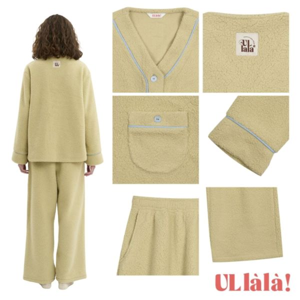 ULLALA 檸檬晨光珊瑚絨睡衣套裝 