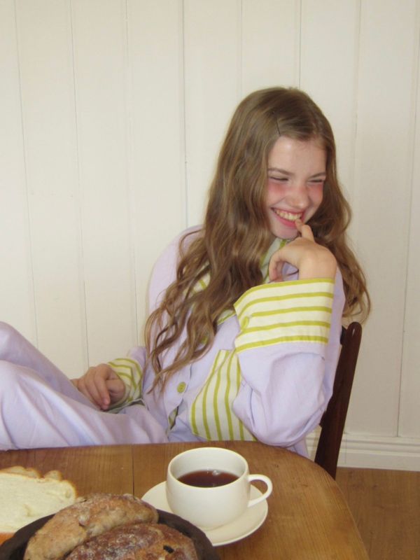 韓國 色塊設計睡衣套裝｜PURPLE 