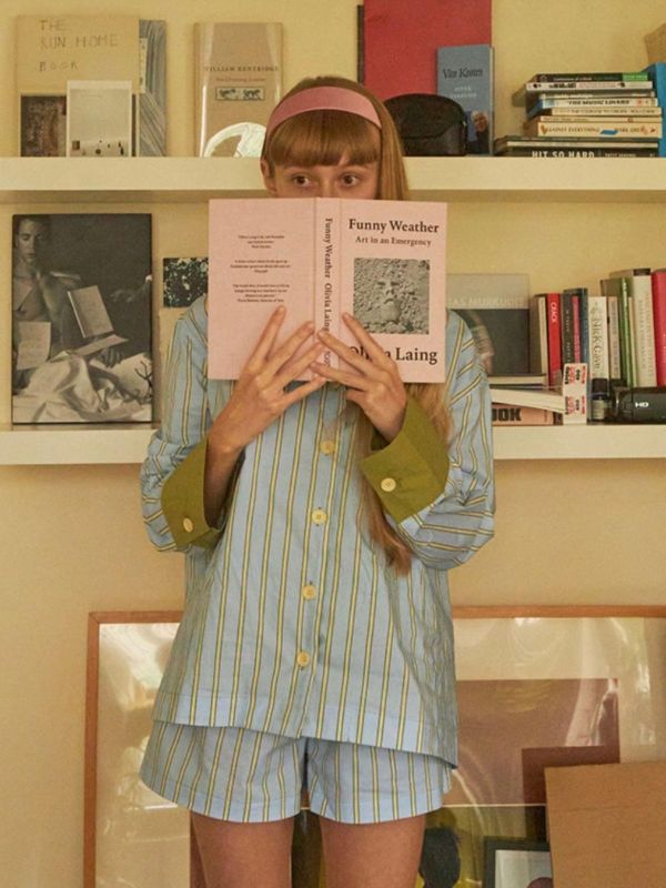 MMOM Sky Green 條紋睡衣套裝｜60支棉 