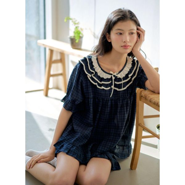 ULLALA 晨光角落 睡衣套裝｜安靜藍調 