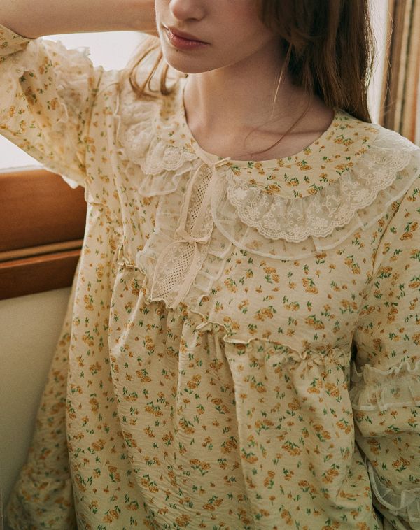 ULLALA 七分袖花漾檸檬睡衣套裝 