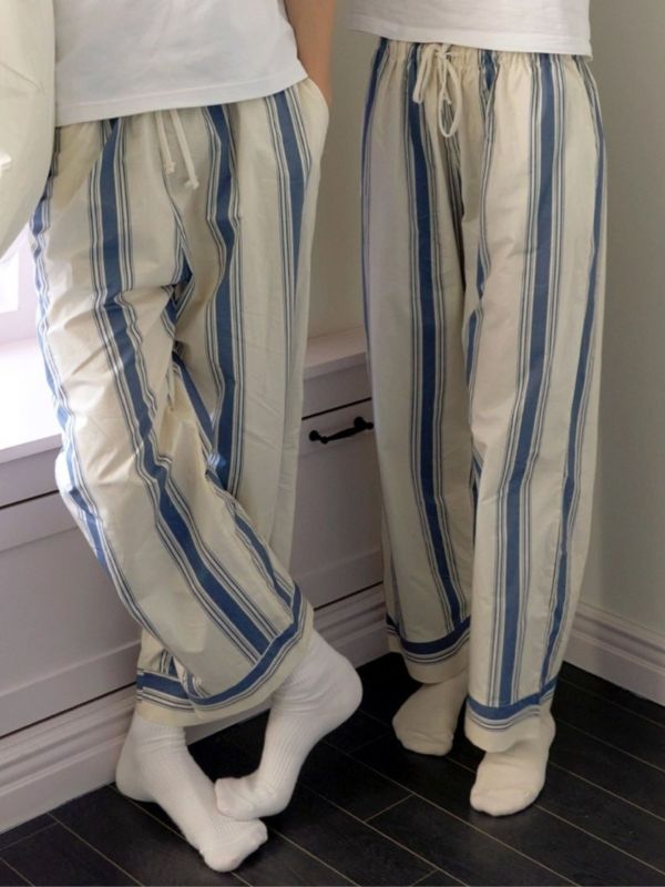 韓國藍色時光條紋睡衣套裝｜午夜巴黎系列 