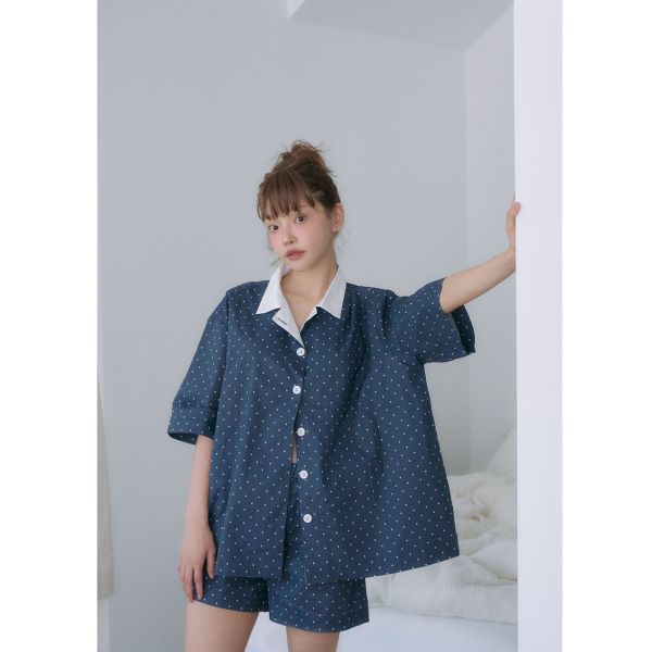 MMOM 圓點睡衣 - 海軍藍 