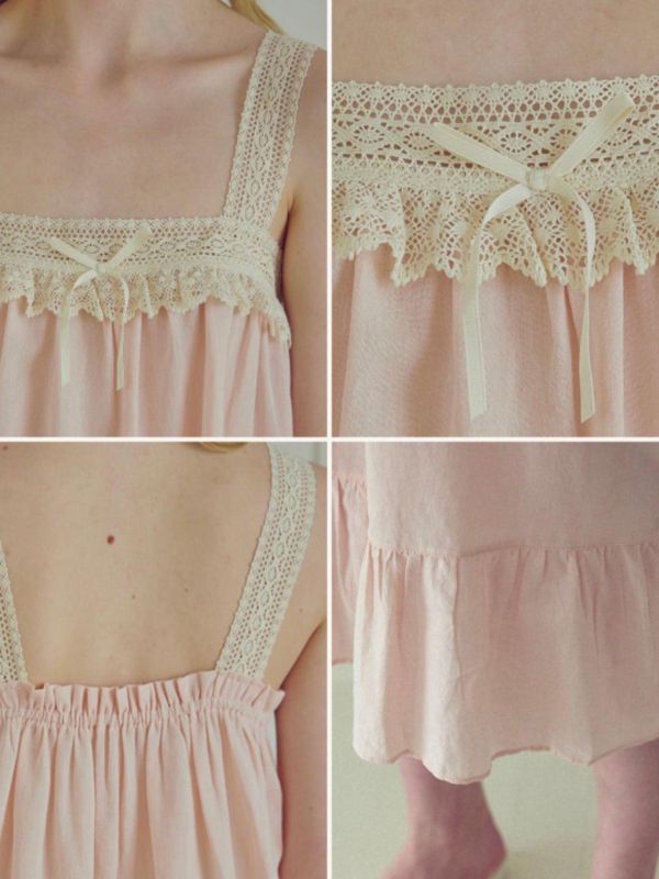 BALCONY 奢華蕾絲睡裙 80支純棉 