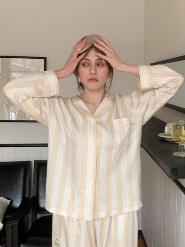 VIVIHOME 韓國莫代爾優雅米杏睡衣套裝｜午夜巴黎系列 