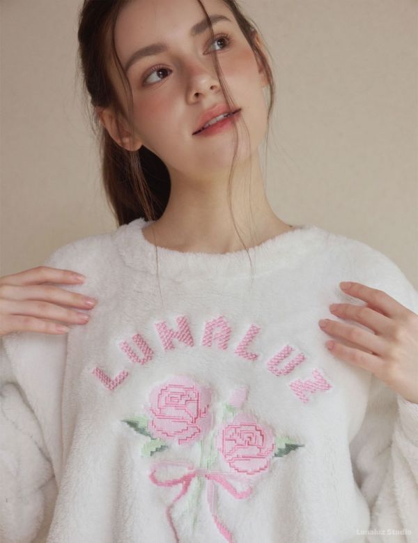 LUNALUZ 韓國愛莎花語針織睡衣套裝 