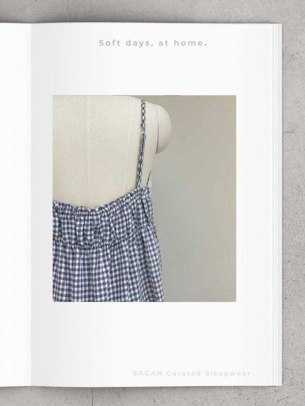 LUNALUZ 藍白格紋 睡衣洋裝｜內襯Bra（附可調式肩帶） 