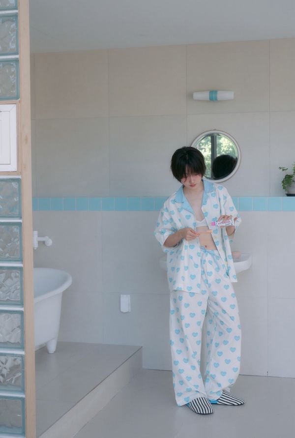 MMOM 藍色愛心印花睡衣 