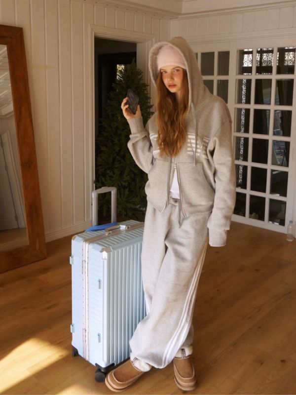 MMOM Cozy Heart 拼接寬版家居褲｜灰色 