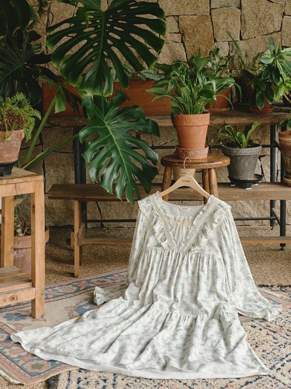 ULLALA 米杏刷絨純棉睡衣洋裝｜口袋設計 