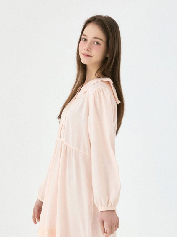 LUNALUZ 柔霧沙洗 睡衣洋裝｜柔光香檳粉　26S 