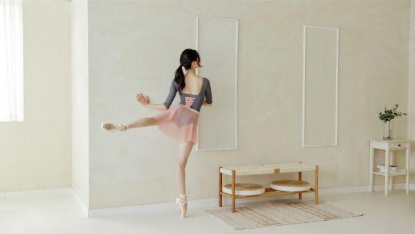 韓國Entrechat - 吉賽兒長袖舞衣 (Charcoal & Pink) 