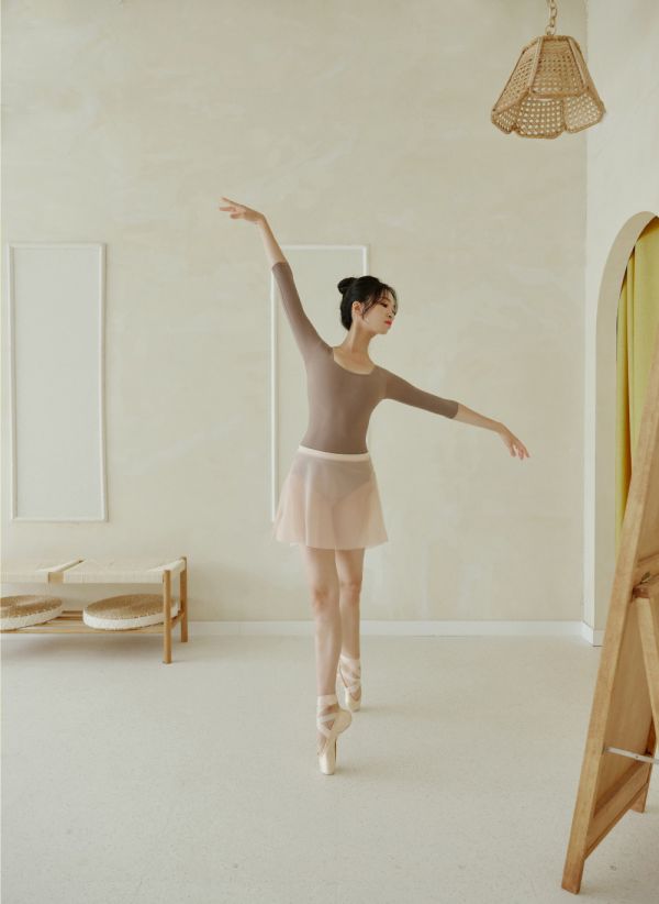 韓國Entrechat - 吉賽兒長袖舞衣 (Cocoa & Light Pink) 