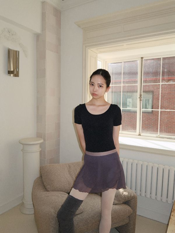 韓國Ballessimo - Charcoal Gray寬綁帶舞裙 (차콜 그레이) 