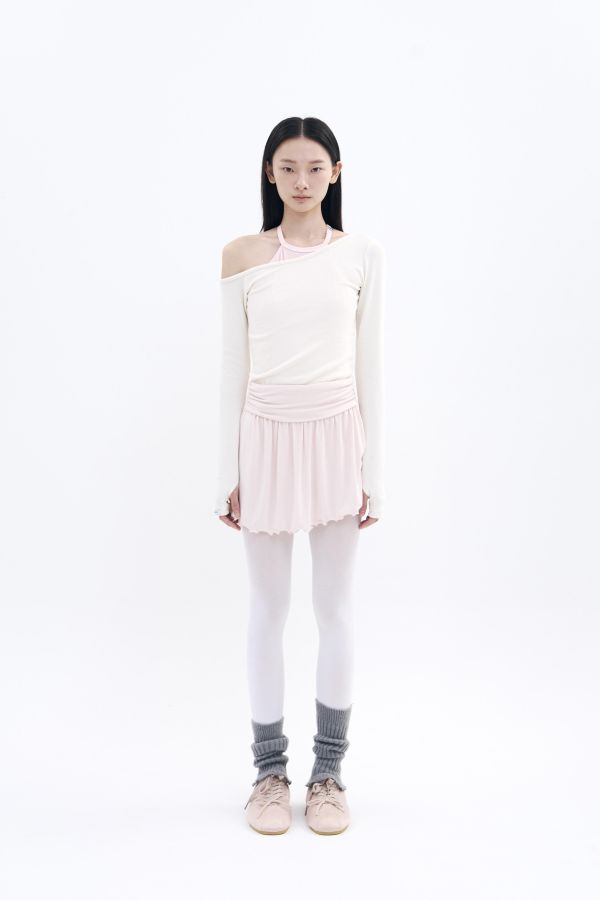 韓國toitoi - Unfold Shirring舞裙 (Apricot Pink) 