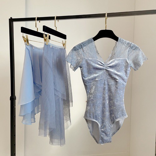 韓國iilaire - Clare velvet Blue短袖舞衣 