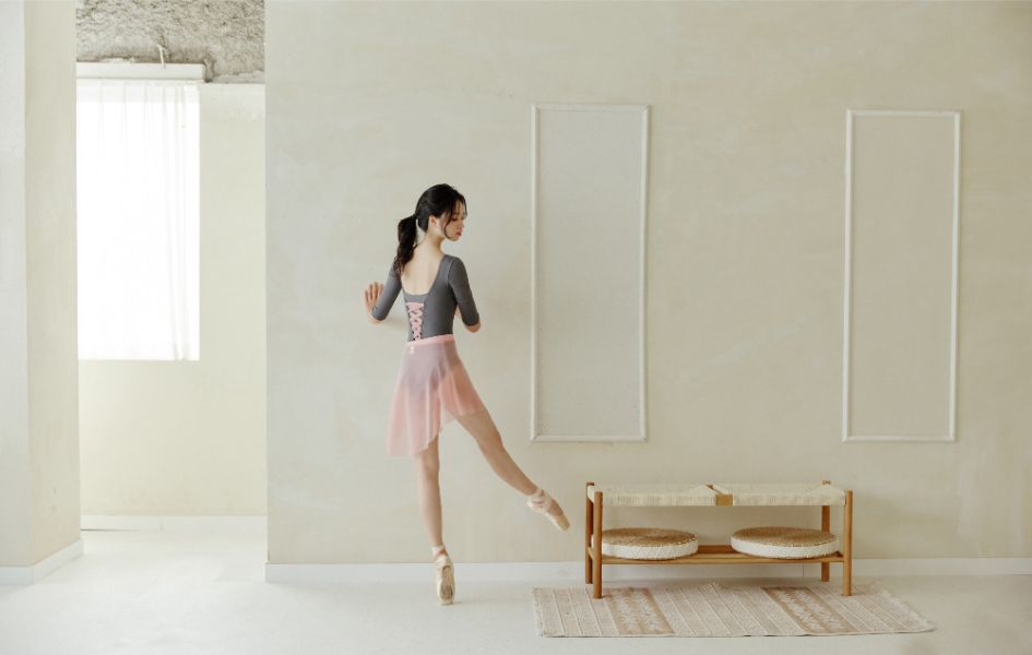 韓國Entrechat - 吉賽兒長袖舞衣 (Charcoal & Pink) 