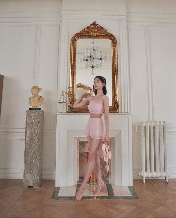 韓國Lenique - Rosel鋼管上衣+短褲 (Pink) 