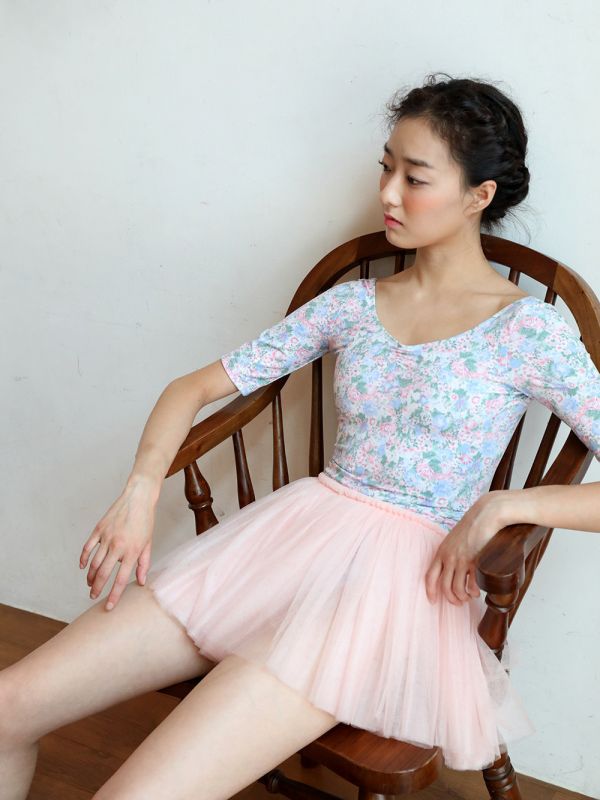 韓國LEVDANCE -  jane floral五分袖舞衣 (兩色)  제인 