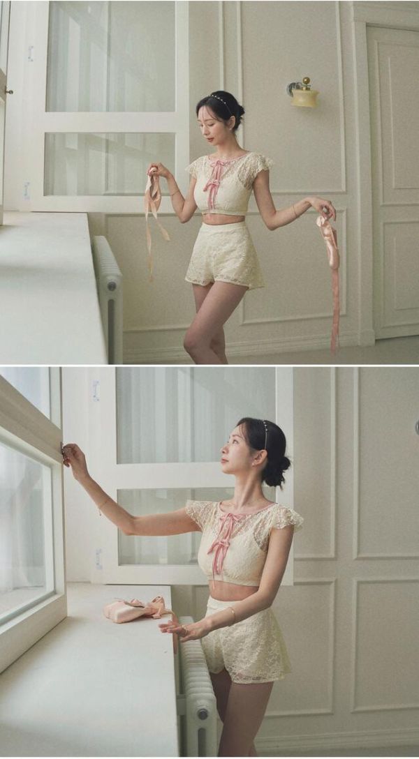 韓國Lenique - New black swan上衣+短褲 (兩色) 