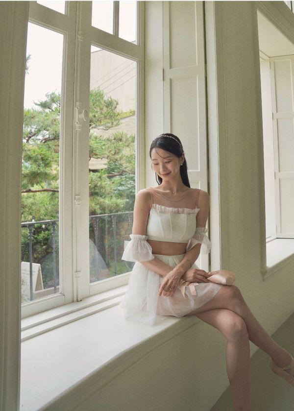 韓國Lenique - Peony Ivory鋼管舞衣 (上衣+短褲) 