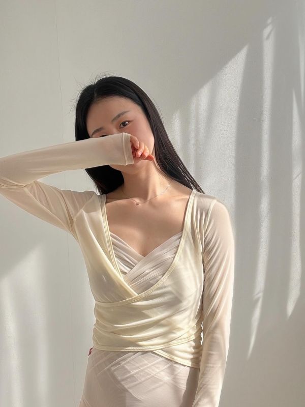 韓國Le Adagio - Precioso雪紡吊帶舞衣 (Cream) 